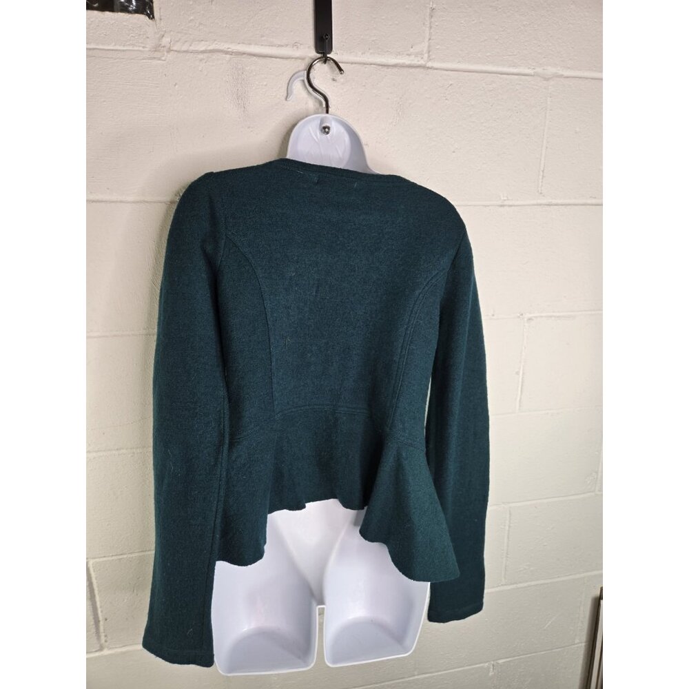 Sleeping on Snow Anthropologie Green Felted Wool Peplum Cardigan Jacket - Picture 7 of 12